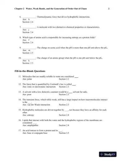 Biochemistry: A Short Course Third Edition Test Bank - Page 14 preview image