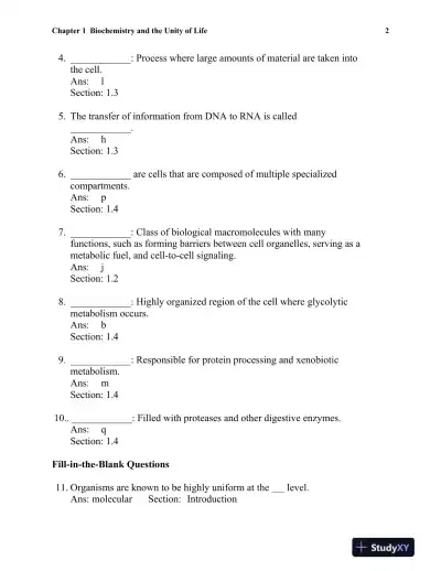 Biochemistry: A Short Course Third Edition Test Bank - Page 3 preview image