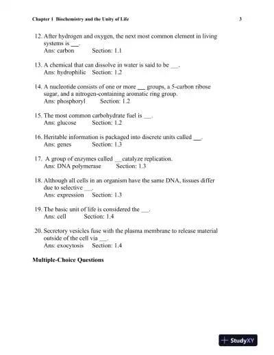 Biochemistry: A Short Course Third Edition Test Bank - Page 4 preview image