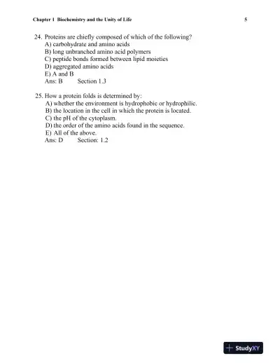 Biochemistry: A Short Course Third Edition Test Bank - Page 6 preview image