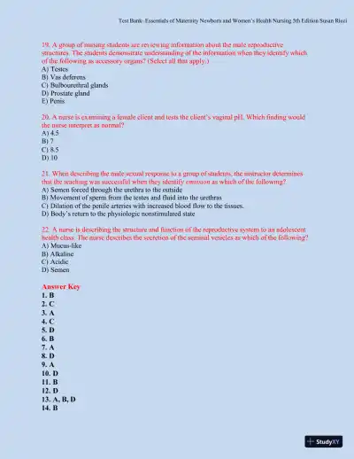 Test bank for Essentials of Maternity, Newborn, and Women's Health, 5th Edition (Chapters 1-51) - Page 18 preview image