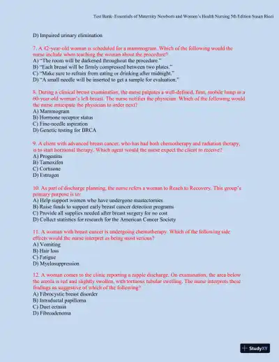 Test bank for Essentials of Maternity, Newborn, and Women's Health, 5th Edition (Chapters 1-51) - Page 31 preview image