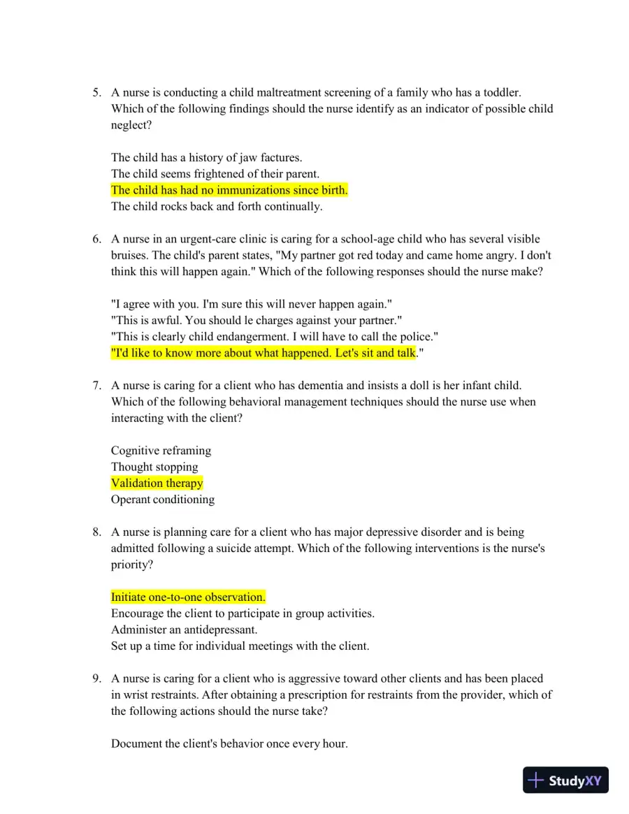 2024-2025 Capstone Mental Health Assessment with Answers (50 Solved Questions), page 4