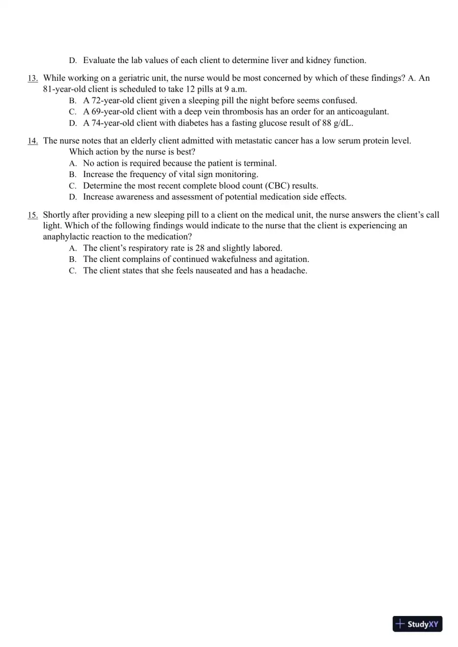 Test Bank for Pharmacology Clear and Simple A Guide to Drug Classifications and Dosage Calculations, 4th Edition (Chapters 1-20), page 13