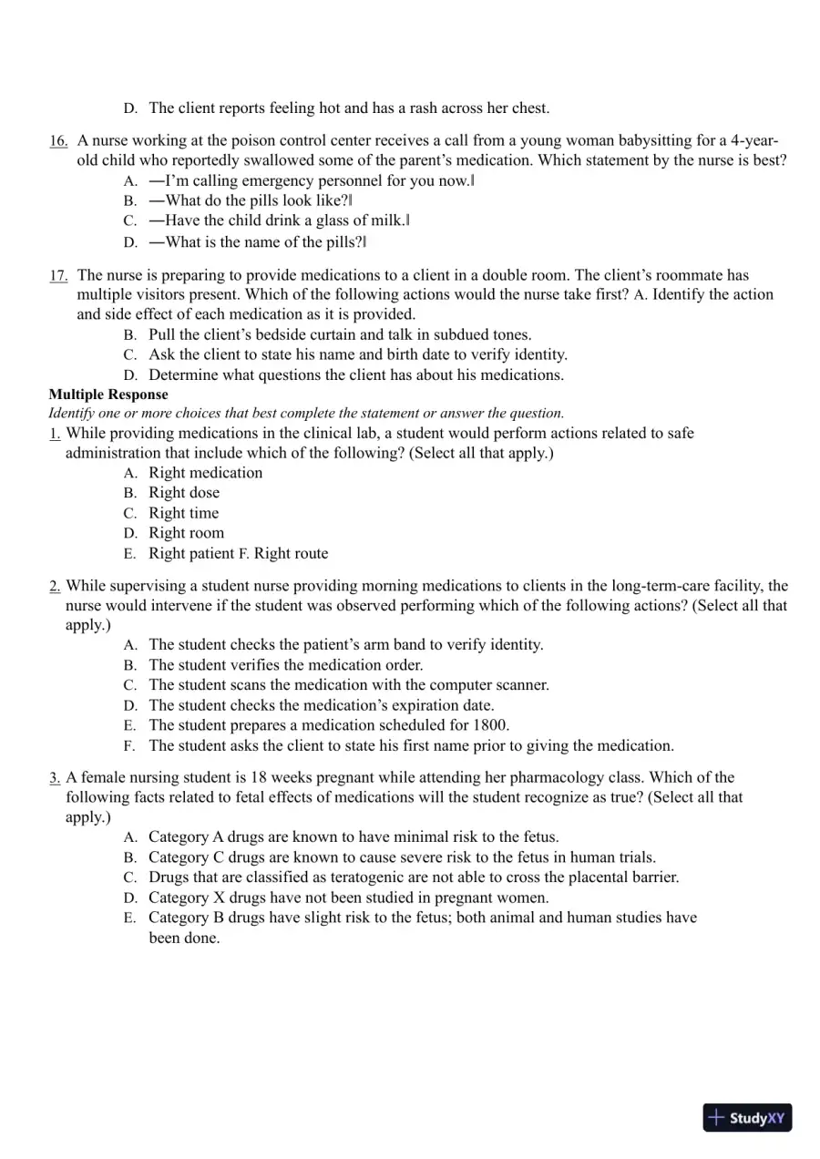 Test Bank for Pharmacology Clear and Simple A Guide to Drug Classifications and Dosage Calculations, 4th Edition (Chapters 1-20), page 14