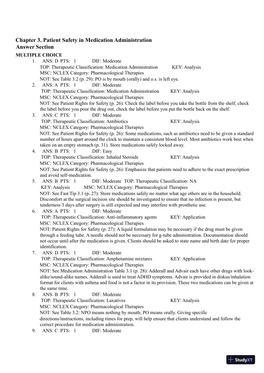 Test Bank for Pharmacology Clear and Simple A Guide to Drug Classifications and Dosage Calculations, 4th Edition (Chapters 1-20), page 17