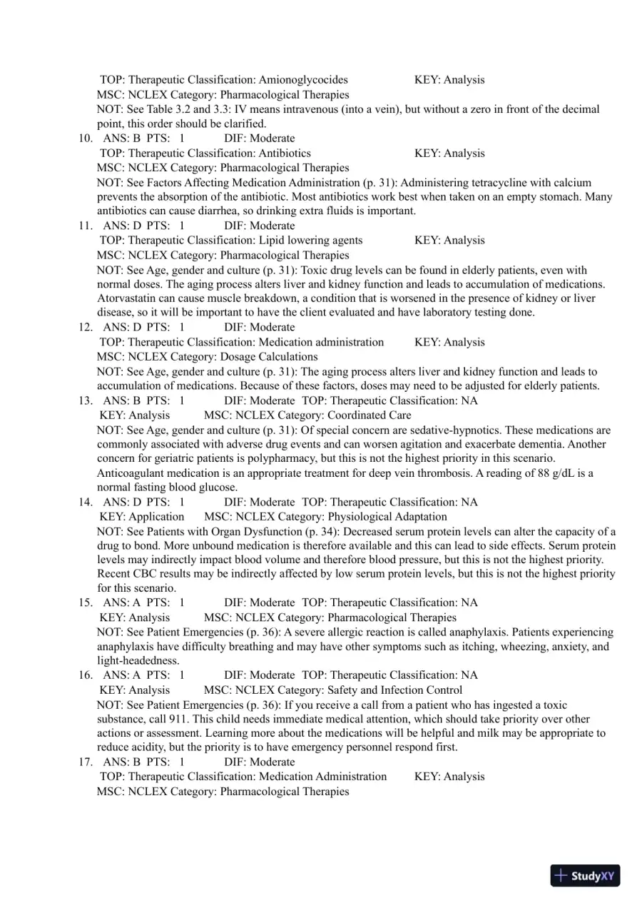 Test Bank for Pharmacology Clear and Simple A Guide to Drug Classifications and Dosage Calculations, 4th Edition (Chapters 1-20), page 18