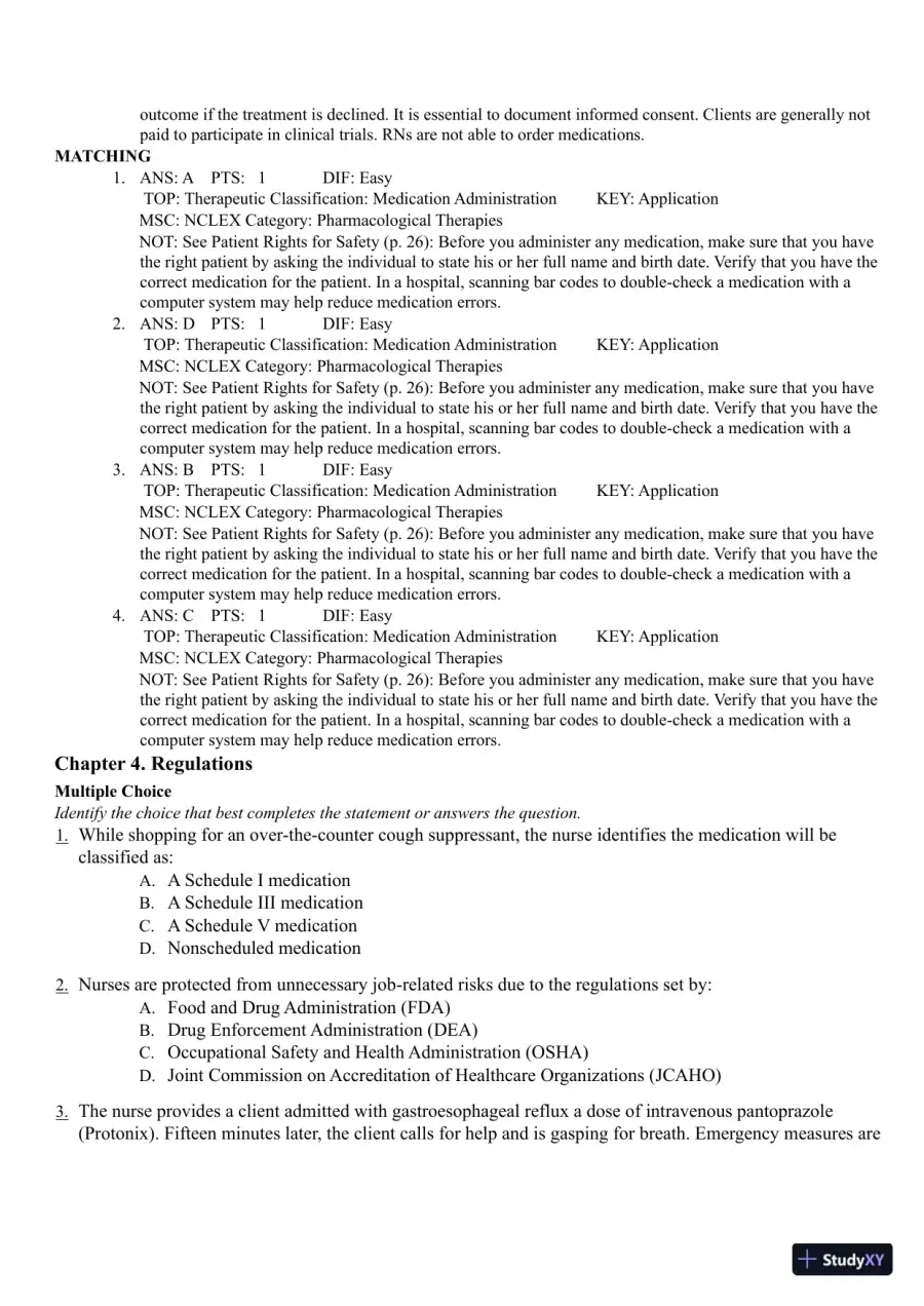 Test Bank for Pharmacology Clear and Simple A Guide to Drug Classifications and Dosage Calculations, 4th Edition (Chapters 1-20), page 20