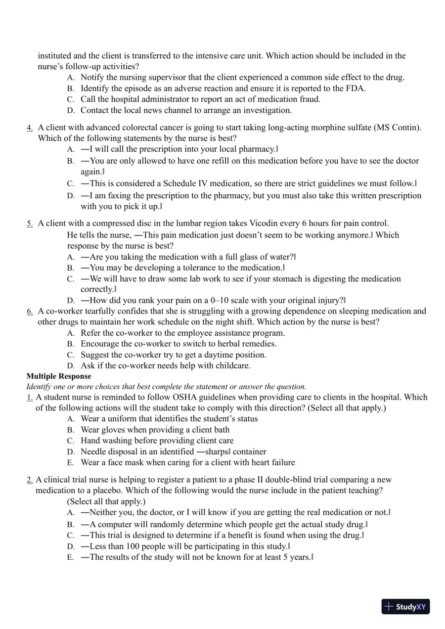 Test Bank for Pharmacology Clear and Simple A Guide to Drug Classifications and Dosage Calculations, 4th Edition (Chapters 1-20), page 21