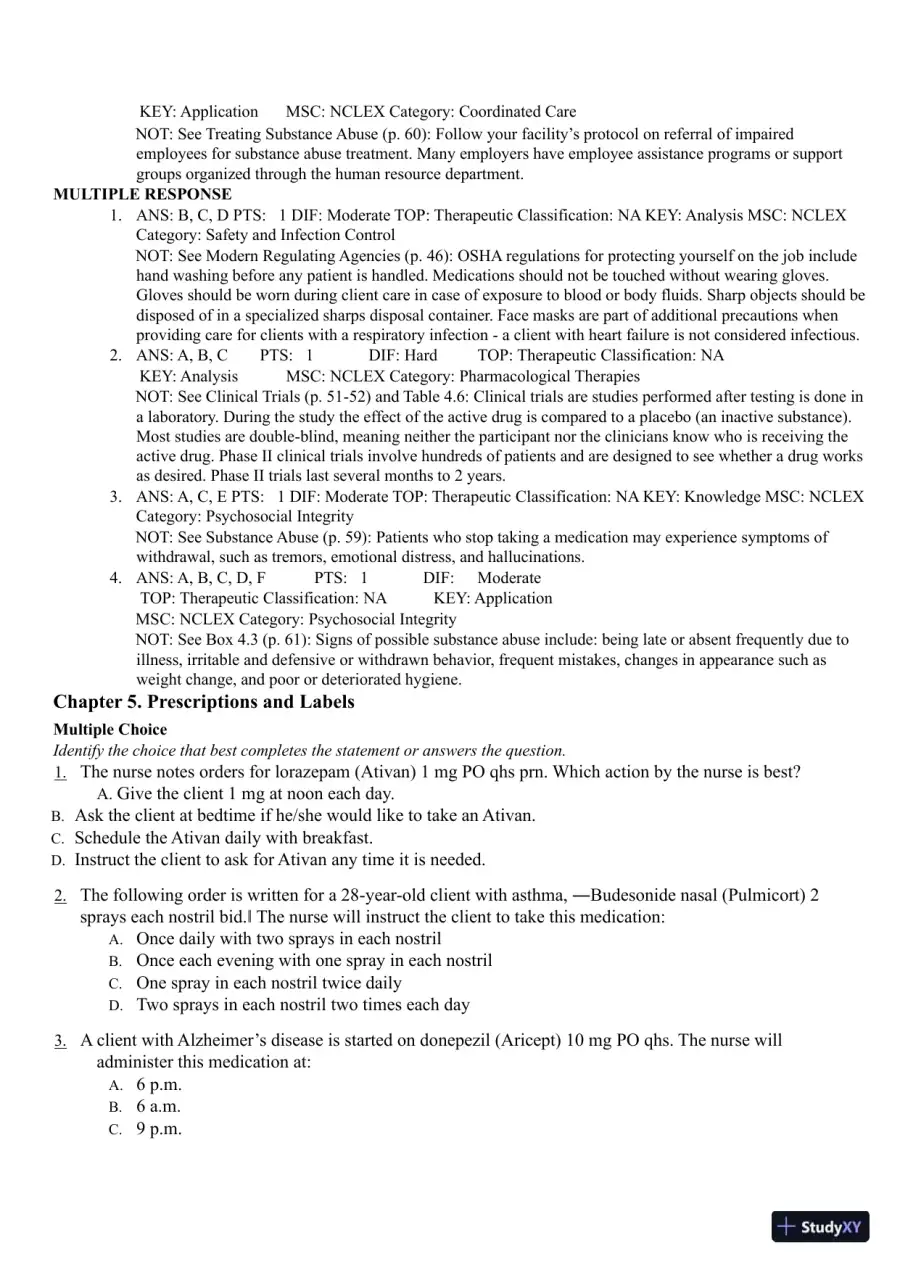 Test Bank for Pharmacology Clear and Simple A Guide to Drug Classifications and Dosage Calculations, 4th Edition (Chapters 1-20), page 23