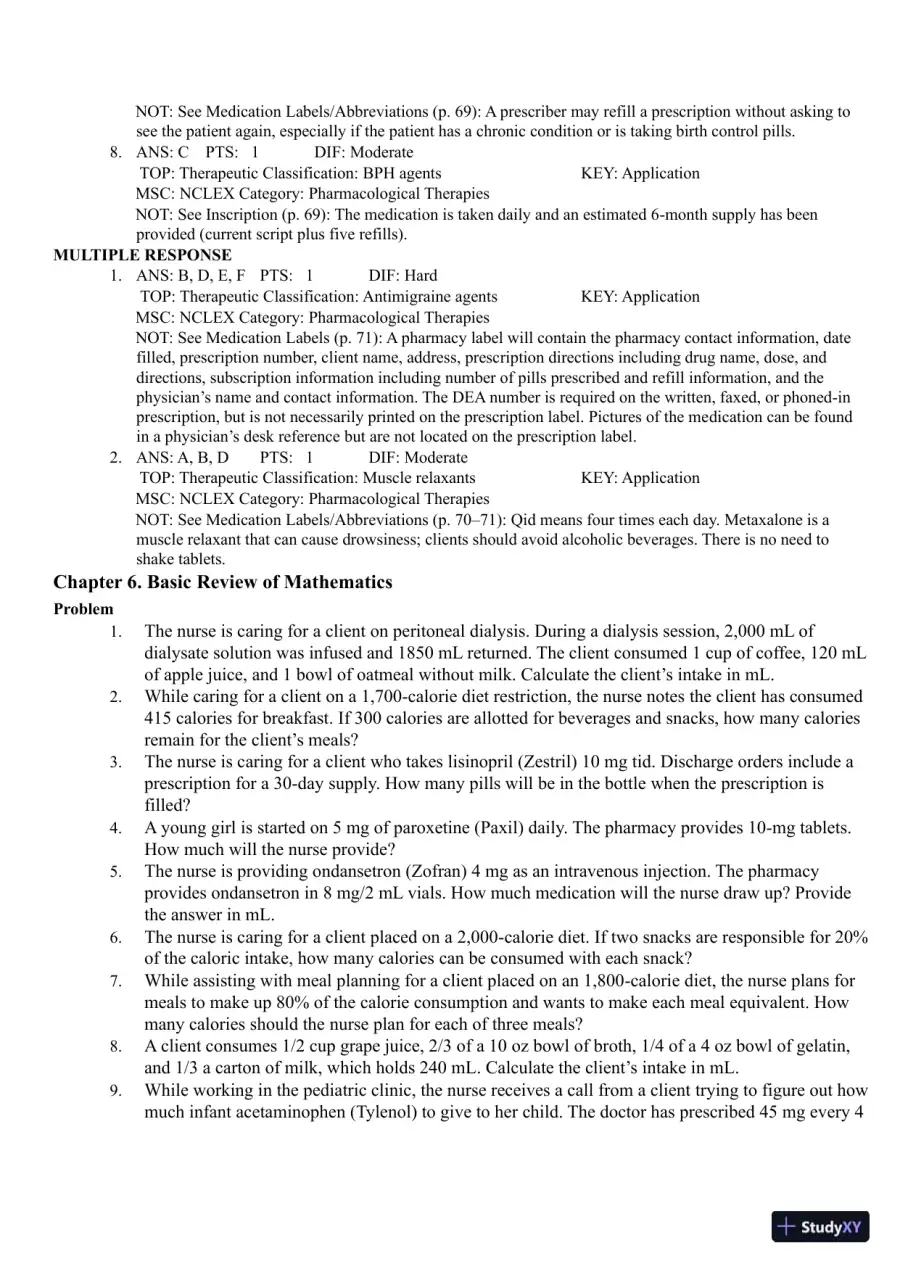 Test Bank for Pharmacology Clear and Simple A Guide to Drug Classifications and Dosage Calculations, 4th Edition (Chapters 1-20), page 26