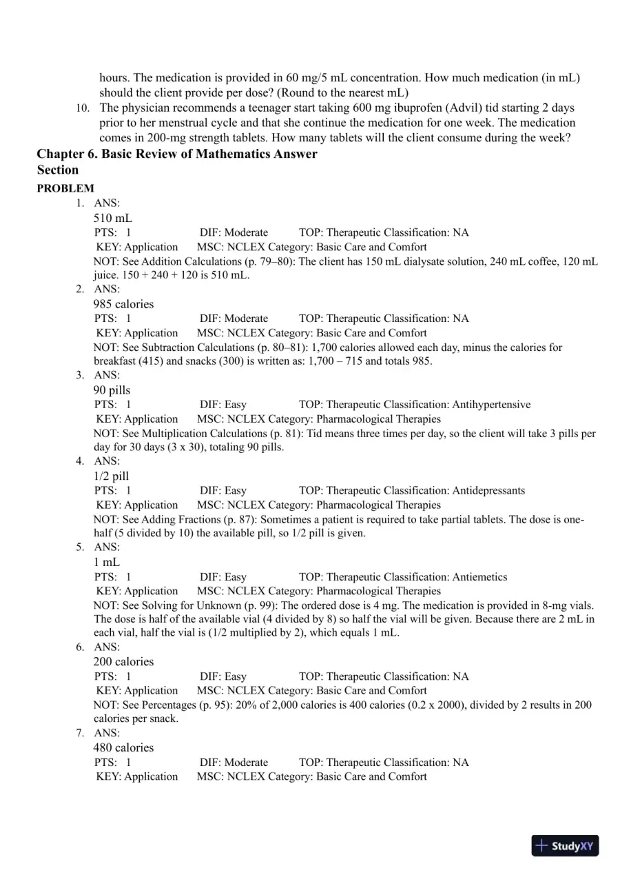 Test Bank for Pharmacology Clear and Simple A Guide to Drug Classifications and Dosage Calculations, 4th Edition (Chapters 1-20), page 27