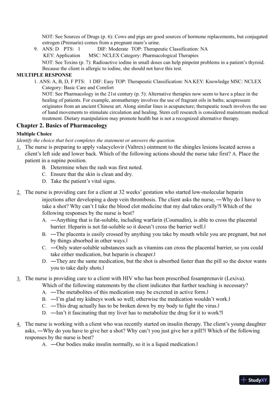 Test Bank for Pharmacology Clear and Simple A Guide to Drug Classifications and Dosage Calculations, 4th Edition (Chapters 1-20), page 6