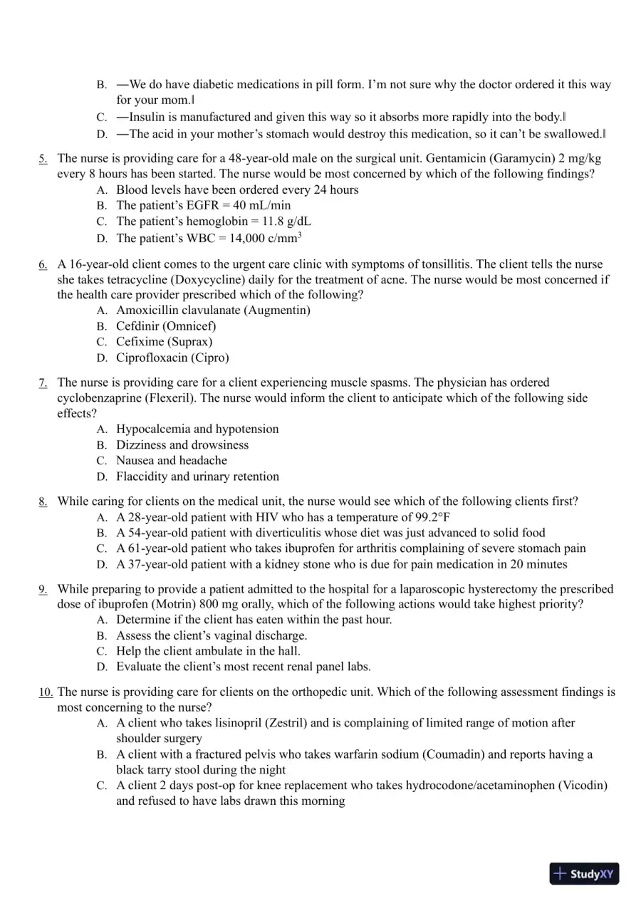 Test Bank for Pharmacology Clear and Simple A Guide to Drug Classifications and Dosage Calculations, 4th Edition (Chapters 1-20), page 7