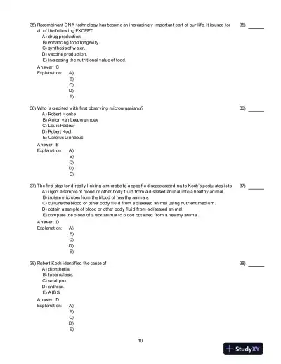 Microbiology: An Introduction, 11th Edition Test Bank - Page 11 preview image