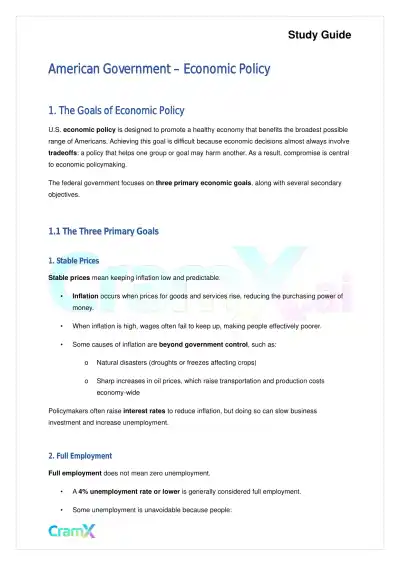 American Government - Economic Policy - Page 1 preview image