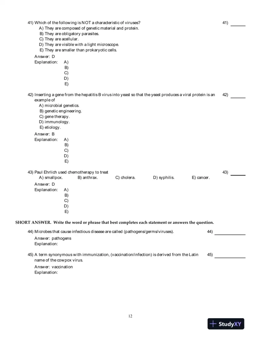 Microbiology With Diseases By Taxonomy, 4th Edition Test Bank, page 13