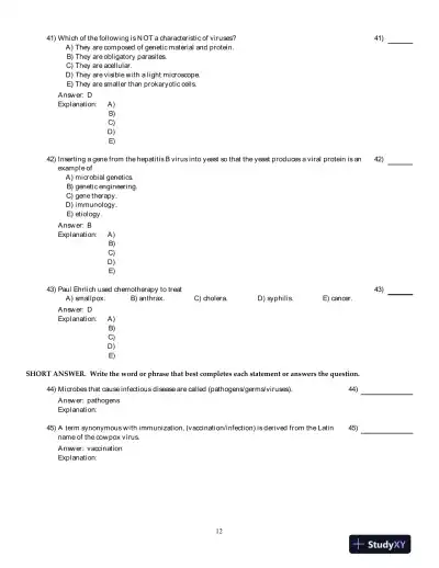 Microbiology With Diseases By Taxonomy, 4th Edition Test Bank - Page 13 preview image