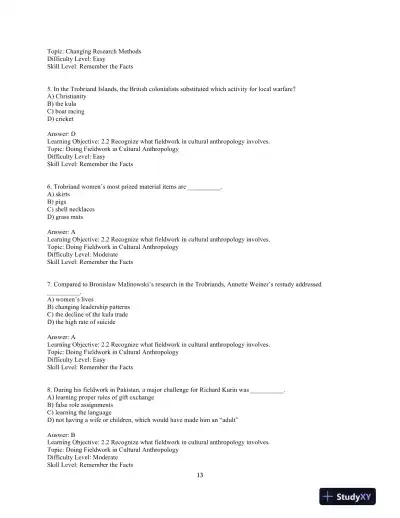 Test Bank for Cultural Anthropology in a Globalizing World, 4th Edition - Page 16 preview image