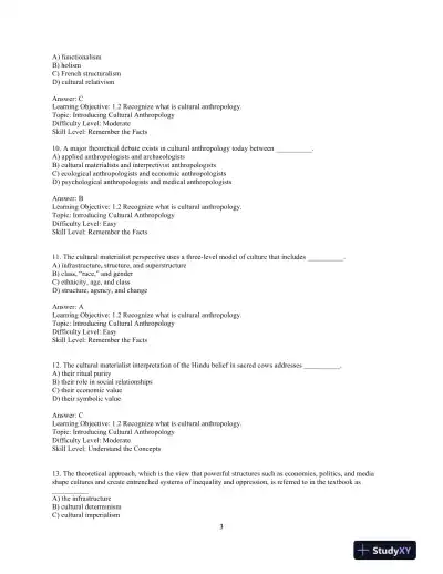 Test Bank for Cultural Anthropology in a Globalizing World, 4th Edition - Page 6 preview image