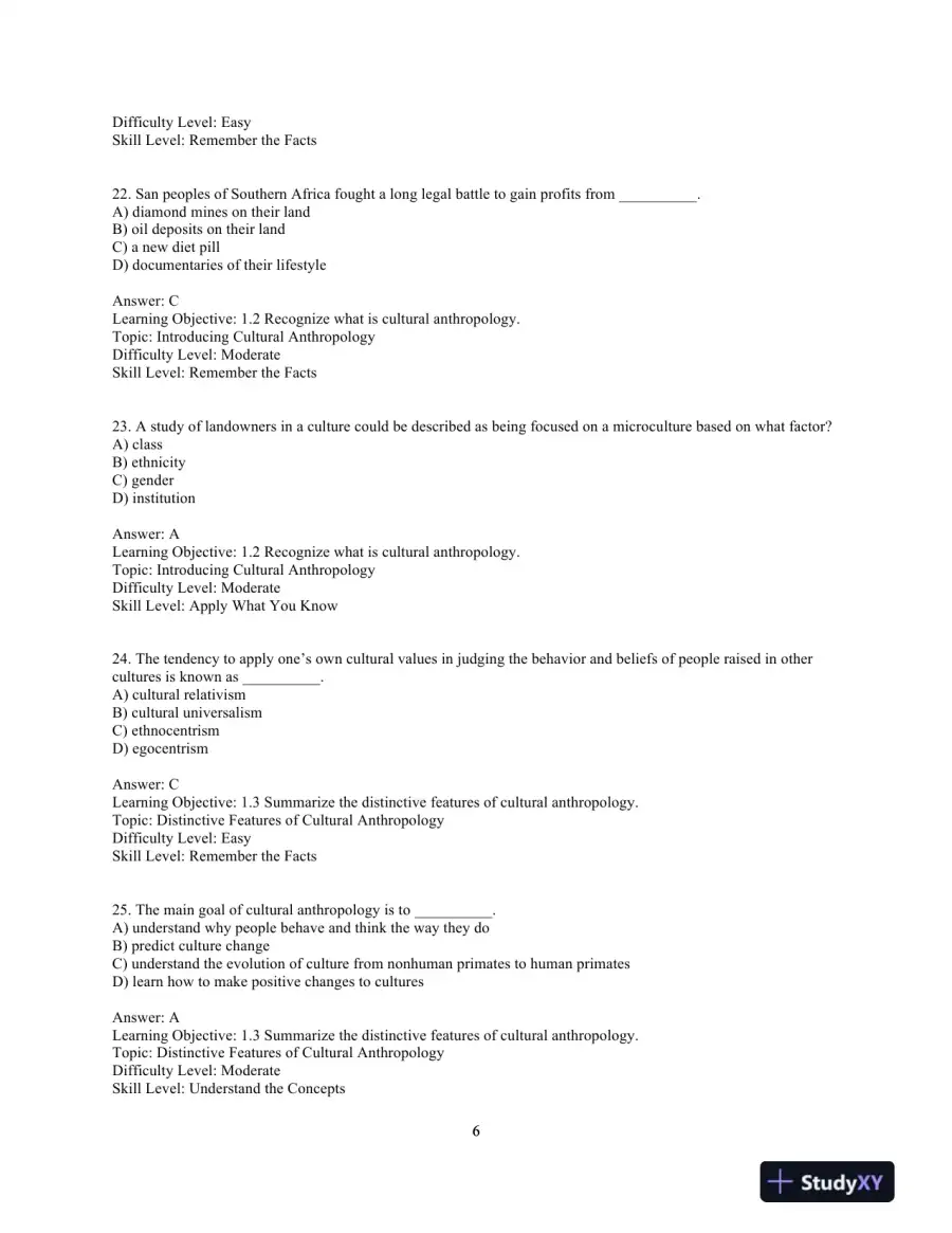 Test Bank for Cultural Anthropology in a Globalizing World, 4th Edition, page 9