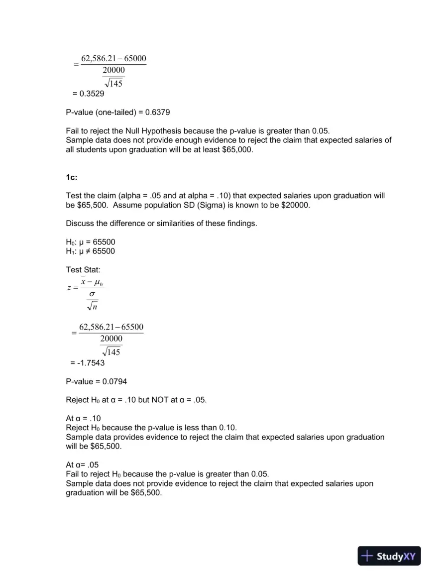 Analysis of Projected Salaries Based on Initial Student Survey Data, page 4