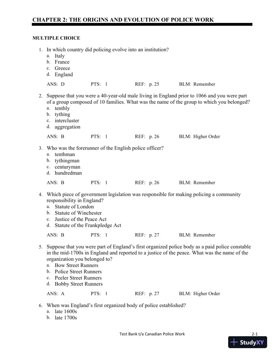 Canadian Police Work 4th Edition Test Bank, page 11