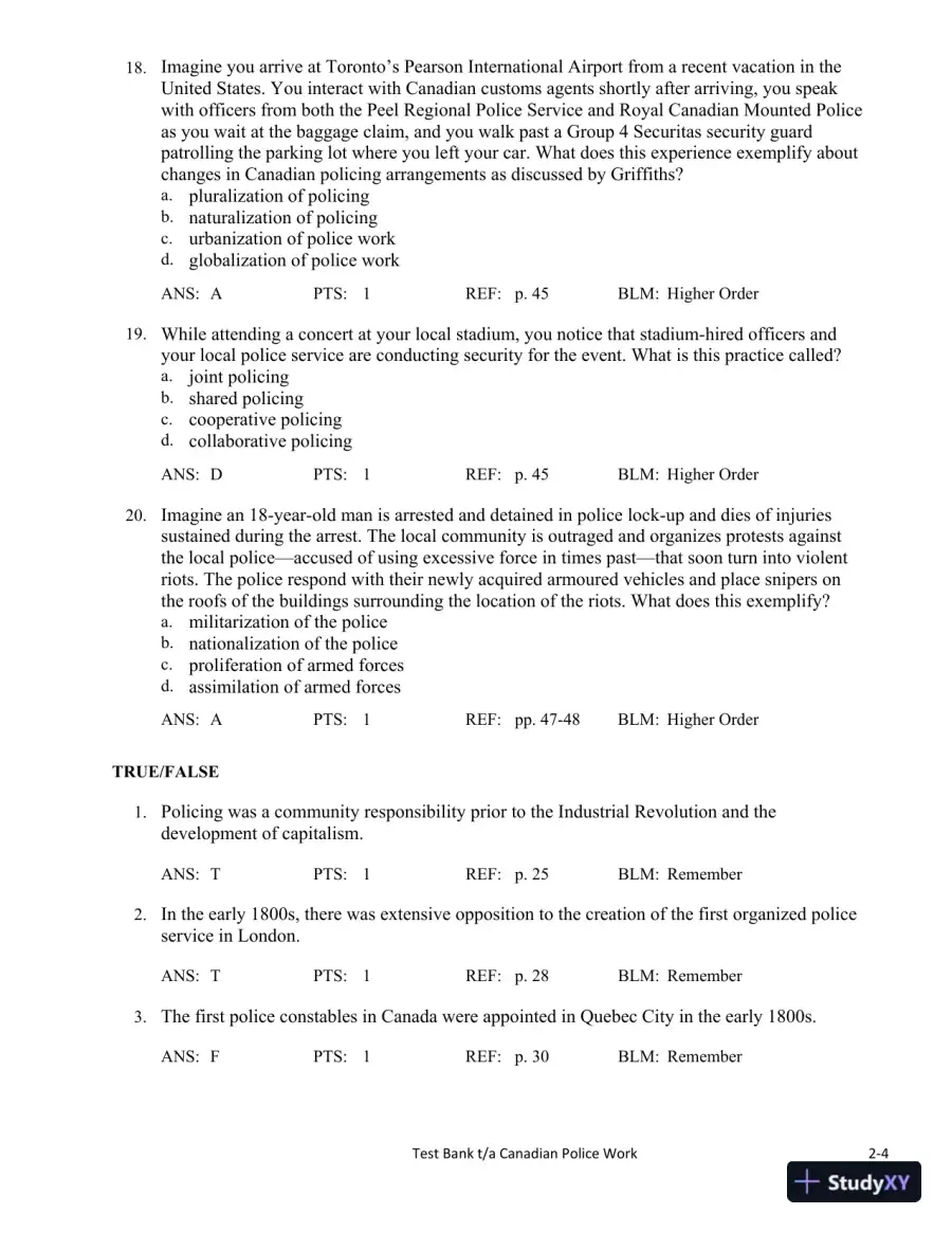 Canadian Police Work 4th Edition Test Bank, page 14