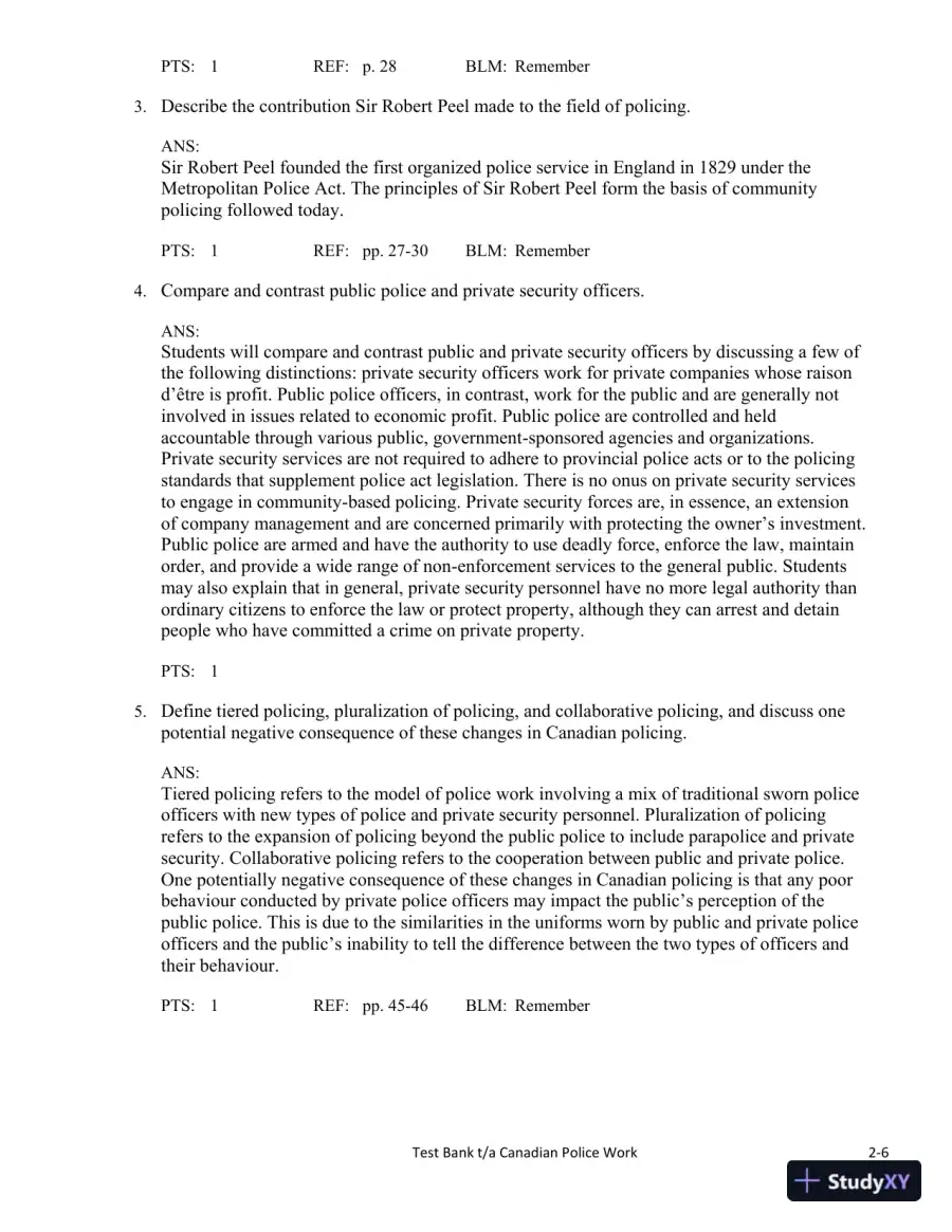Canadian Police Work 4th Edition Test Bank, page 16