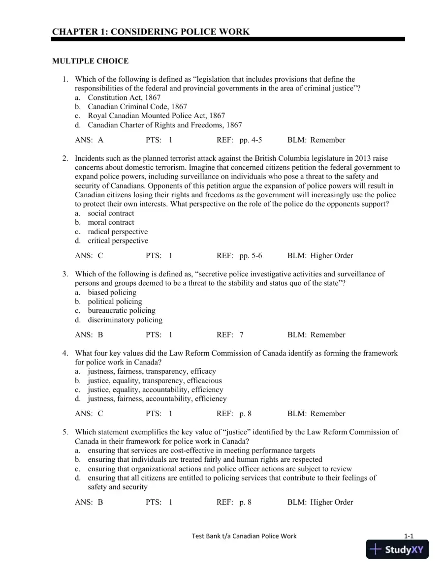 Canadian Police Work 4th Edition Test Bank, page 5