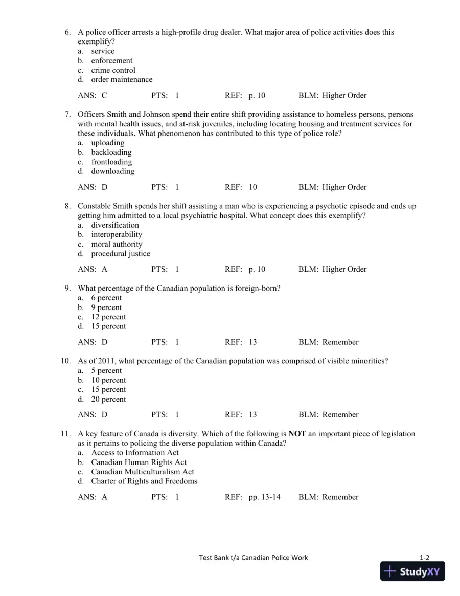 Canadian Police Work 4th Edition Test Bank, page 6