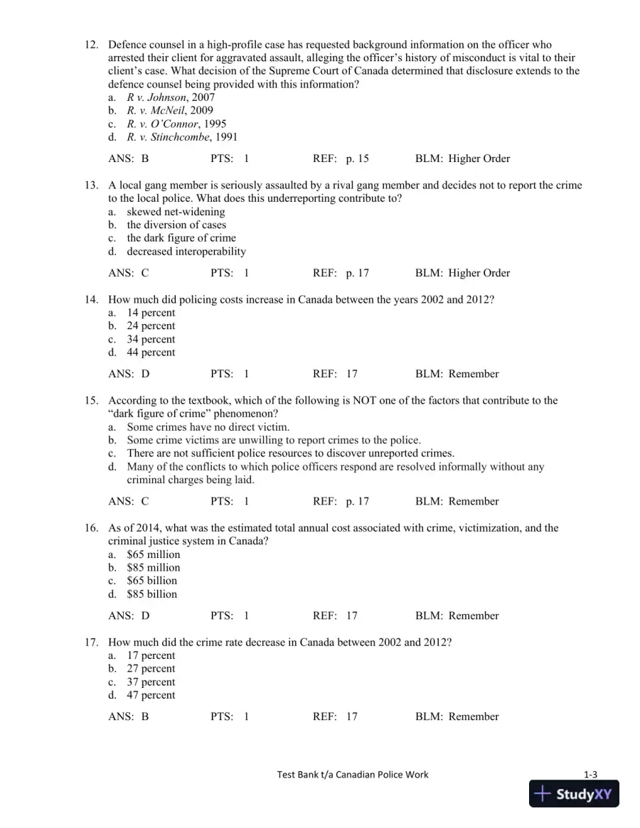 Canadian Police Work 4th Edition Test Bank, page 7