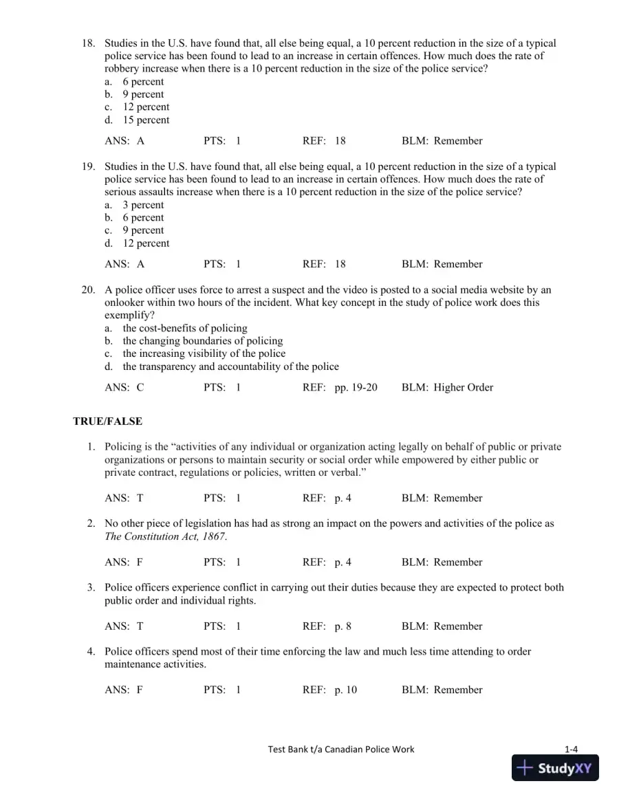 Canadian Police Work 4th Edition Test Bank, page 8