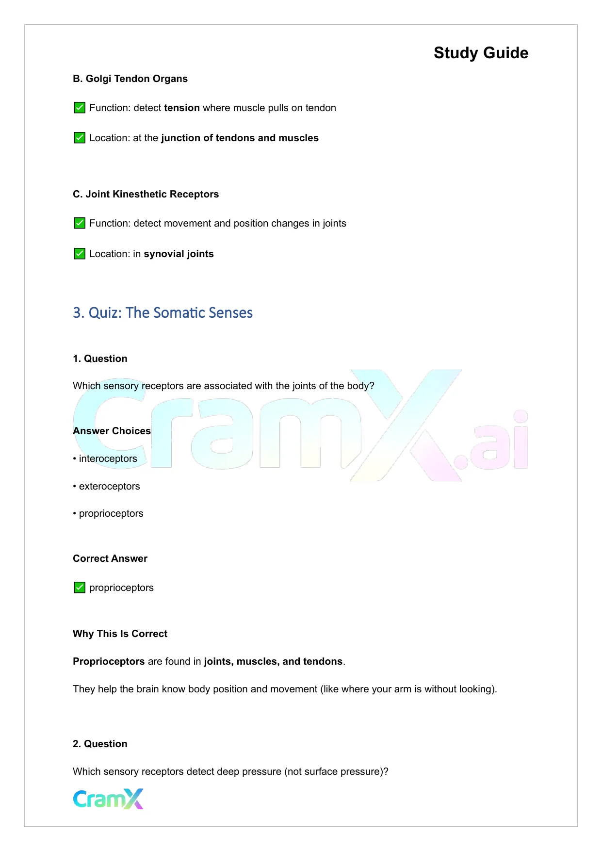 Anatomy and Physiology - The Sensory System - Page 6 preview image