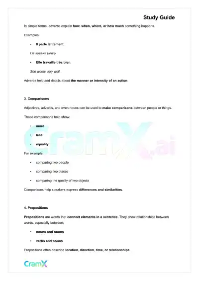 French II – Adjectives Adverbs Prepositions - Page 2 preview image