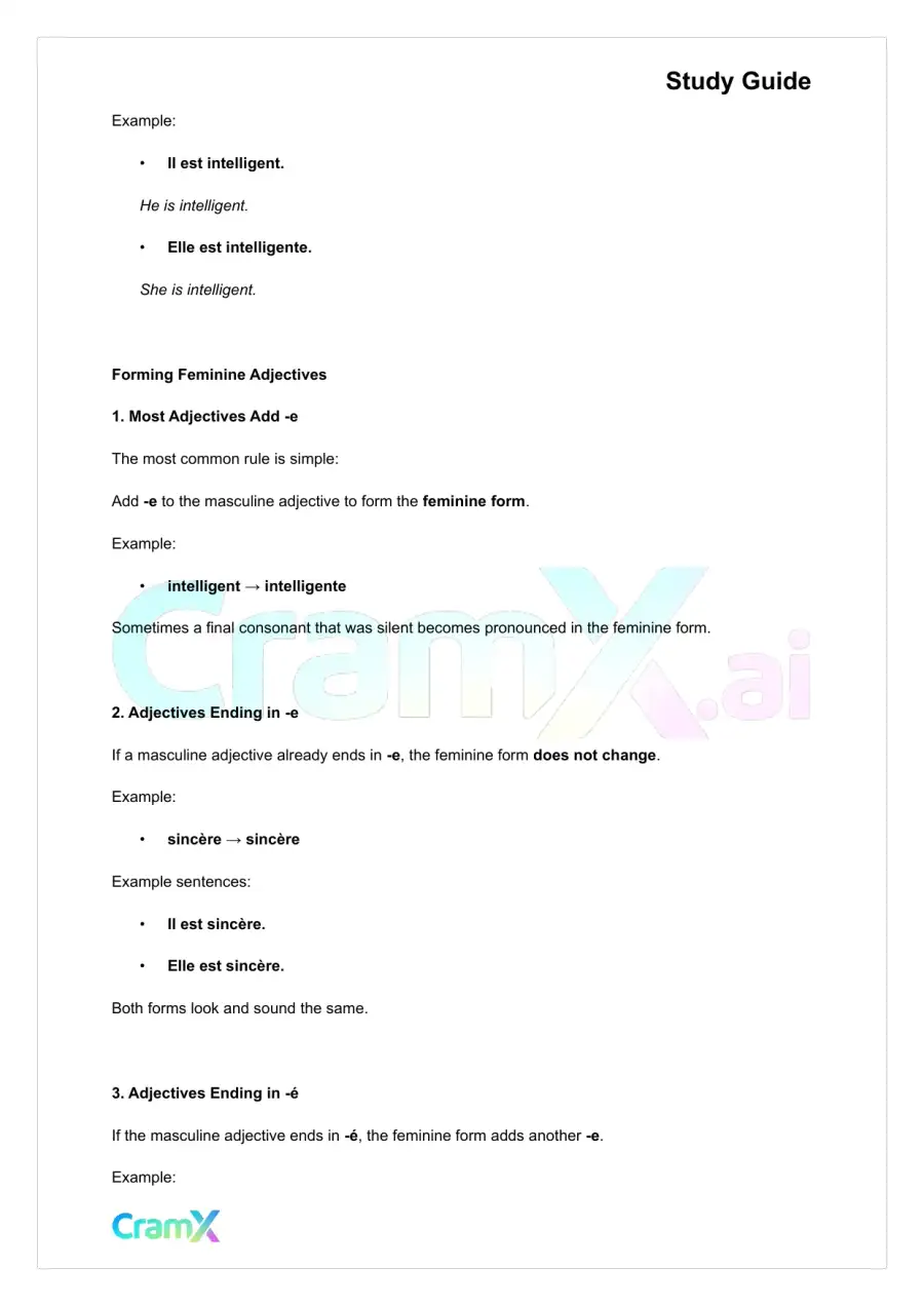 French II – Adjectives Adverbs Prepositions, page 4