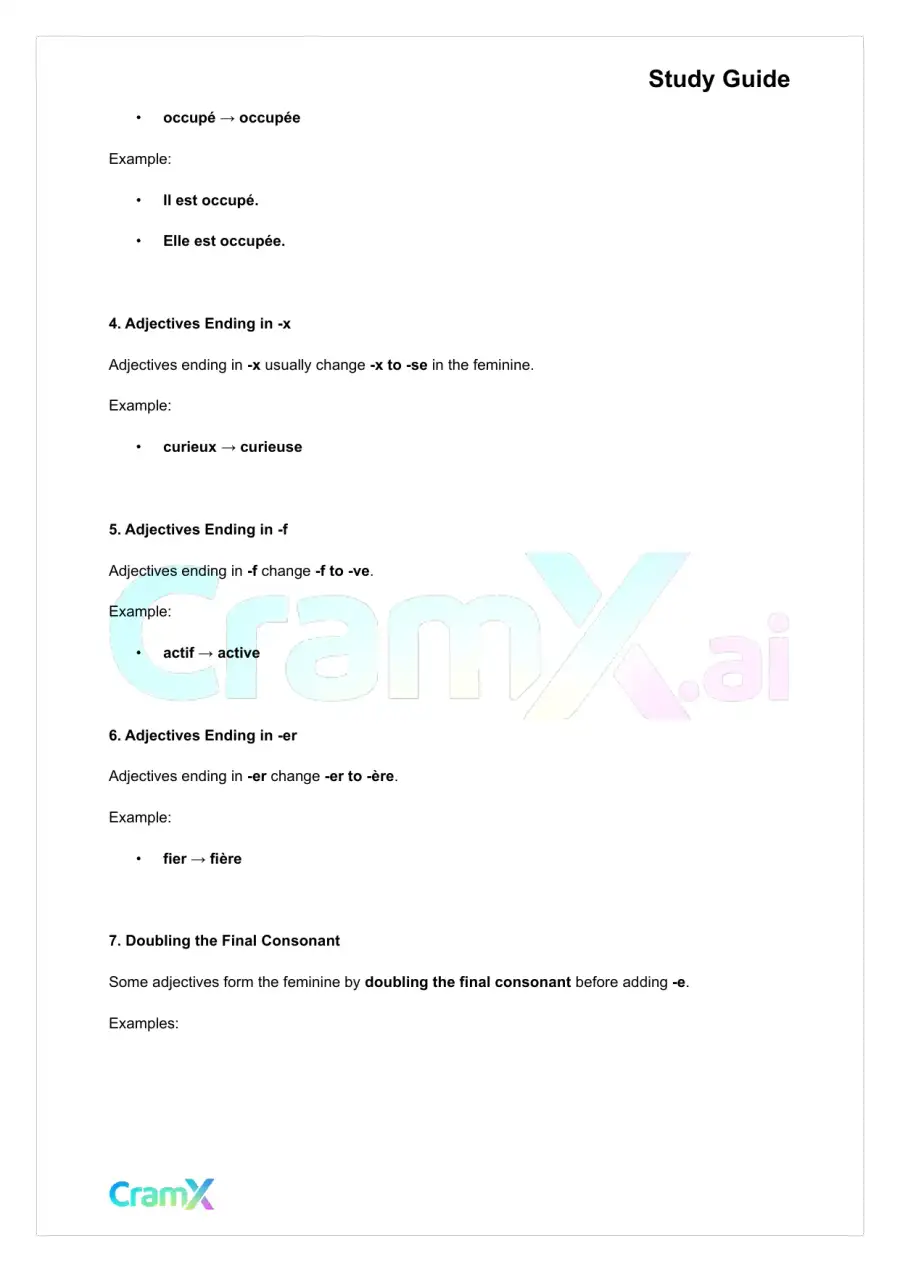 French II – Adjectives Adverbs Prepositions, page 5