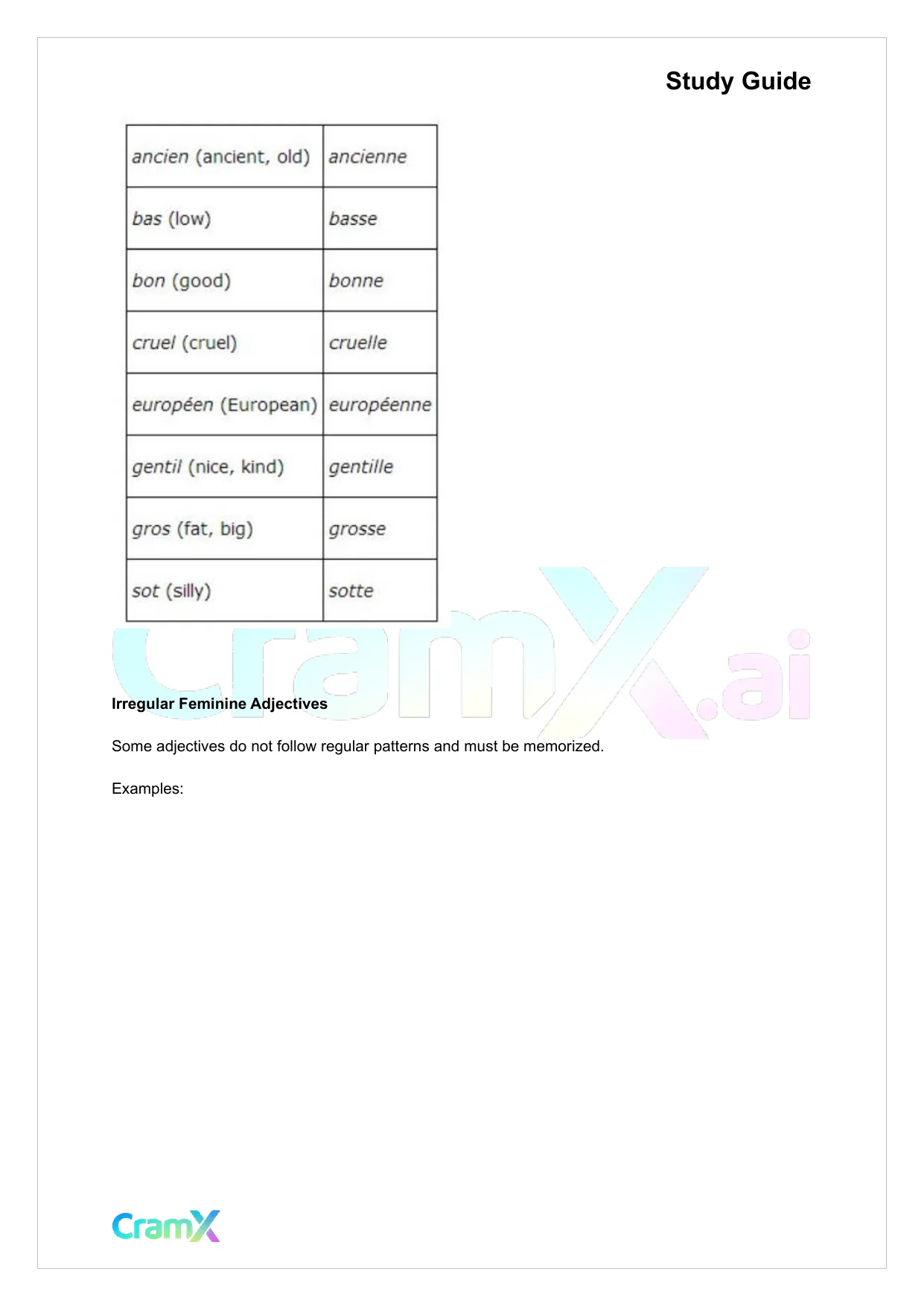 French II – Adjectives Adverbs Prepositions - Page 6 preview image
