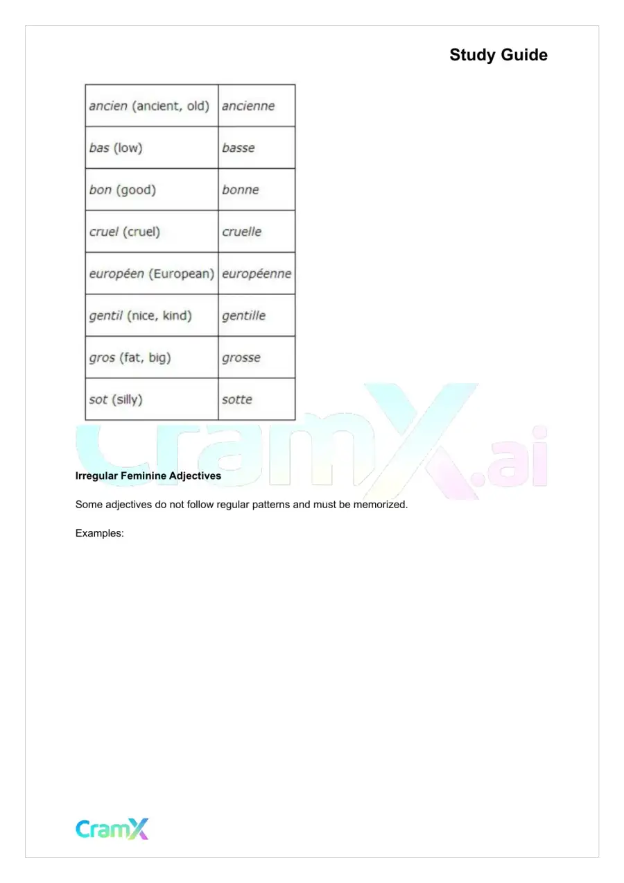 French II – Adjectives Adverbs Prepositions, page 6