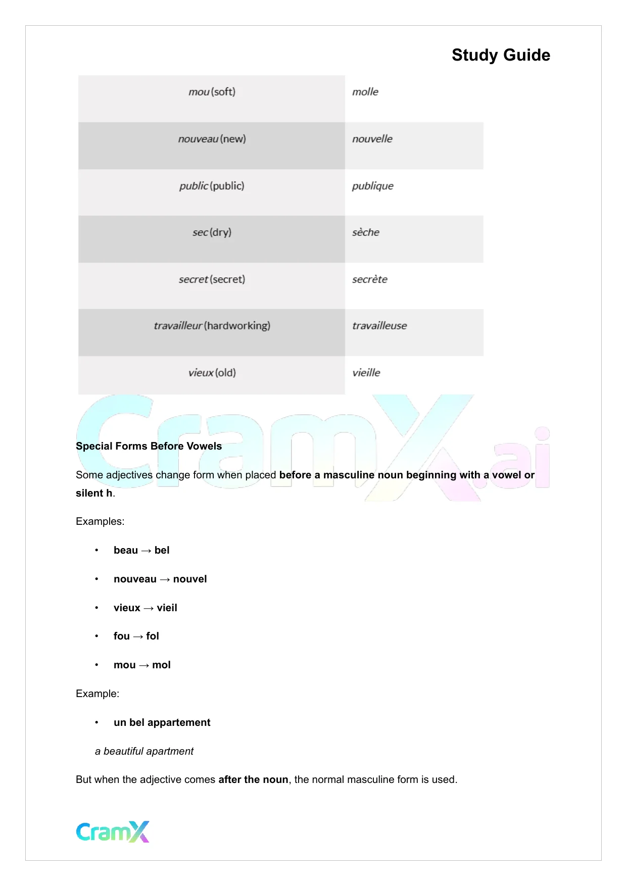 French II – Adjectives Adverbs Prepositions - Page 8 preview image