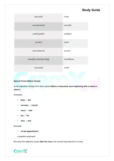 French II – Adjectives Adverbs Prepositions - Page 8 preview image