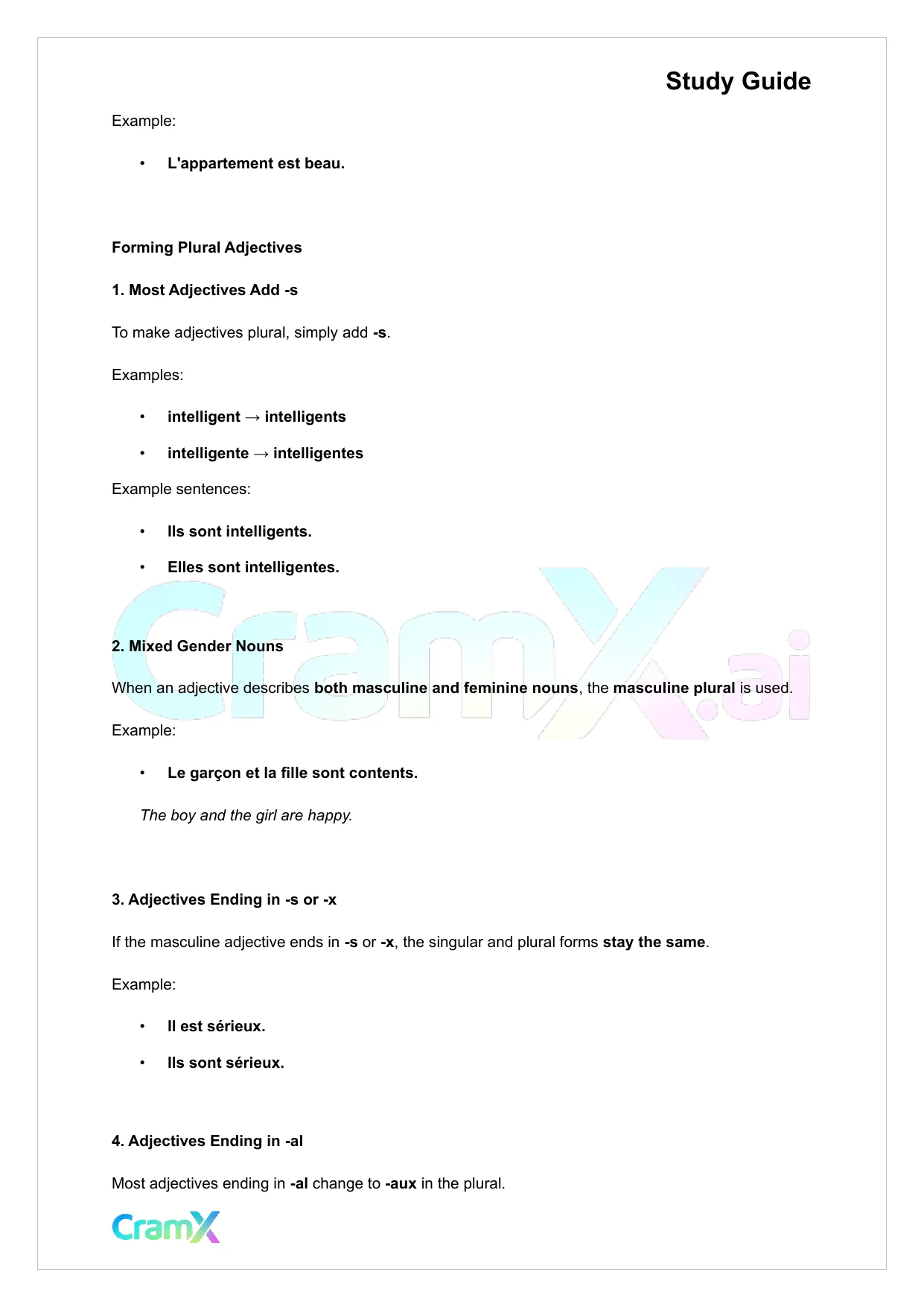 French II – Adjectives Adverbs Prepositions - Page 9 preview image