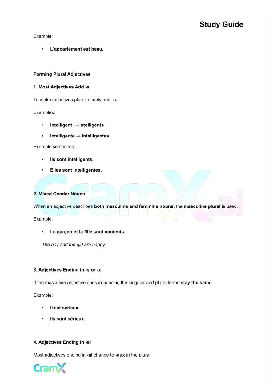 French II – Adjectives Adverbs Prepositions, page 9