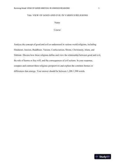 View of Good And Evil in Various Religions - Page 1 preview image
