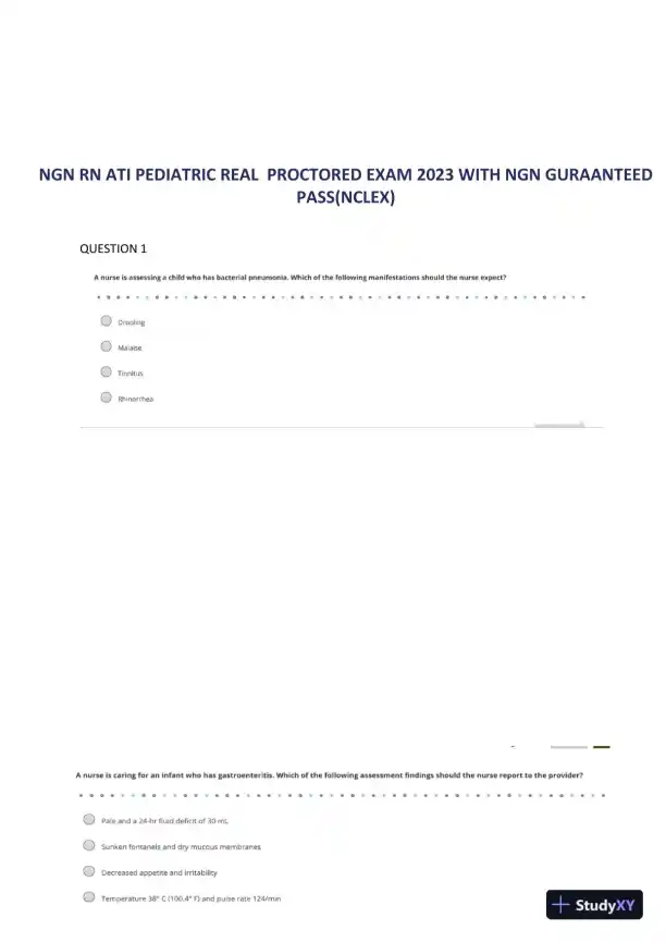 2023 ATI PN Proctored Exam with Answers (47 Solved Questions) - Page 1 preview image
