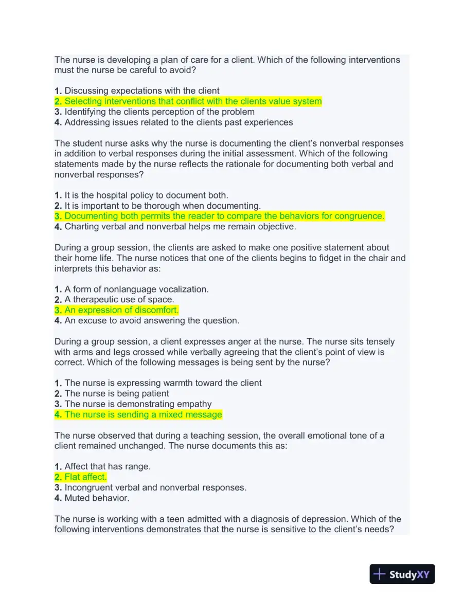 NURS661 Mental Health Practice Exam With Answers (188 Solved Questions), page 4