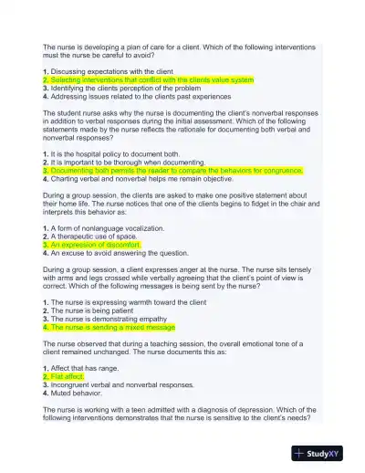 NURS661 Mental Health Practice Exam With Answers (188 Solved Questions) - Page 4 preview image