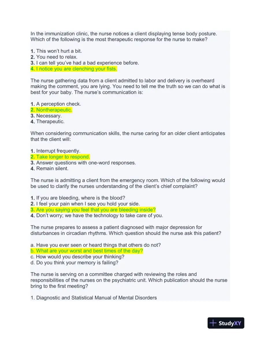 NURS661 Mental Health Practice Exam With Answers (188 Solved Questions), page 8