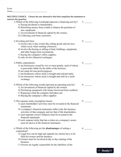 Financial Accounting 4th Canadian Edition Test Bank - Page 1 preview image