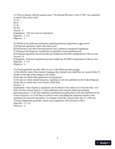 Pearson�s Federal Taxation 2020 Comprehensive 33rd Edition Test Bank - Page 9 preview image